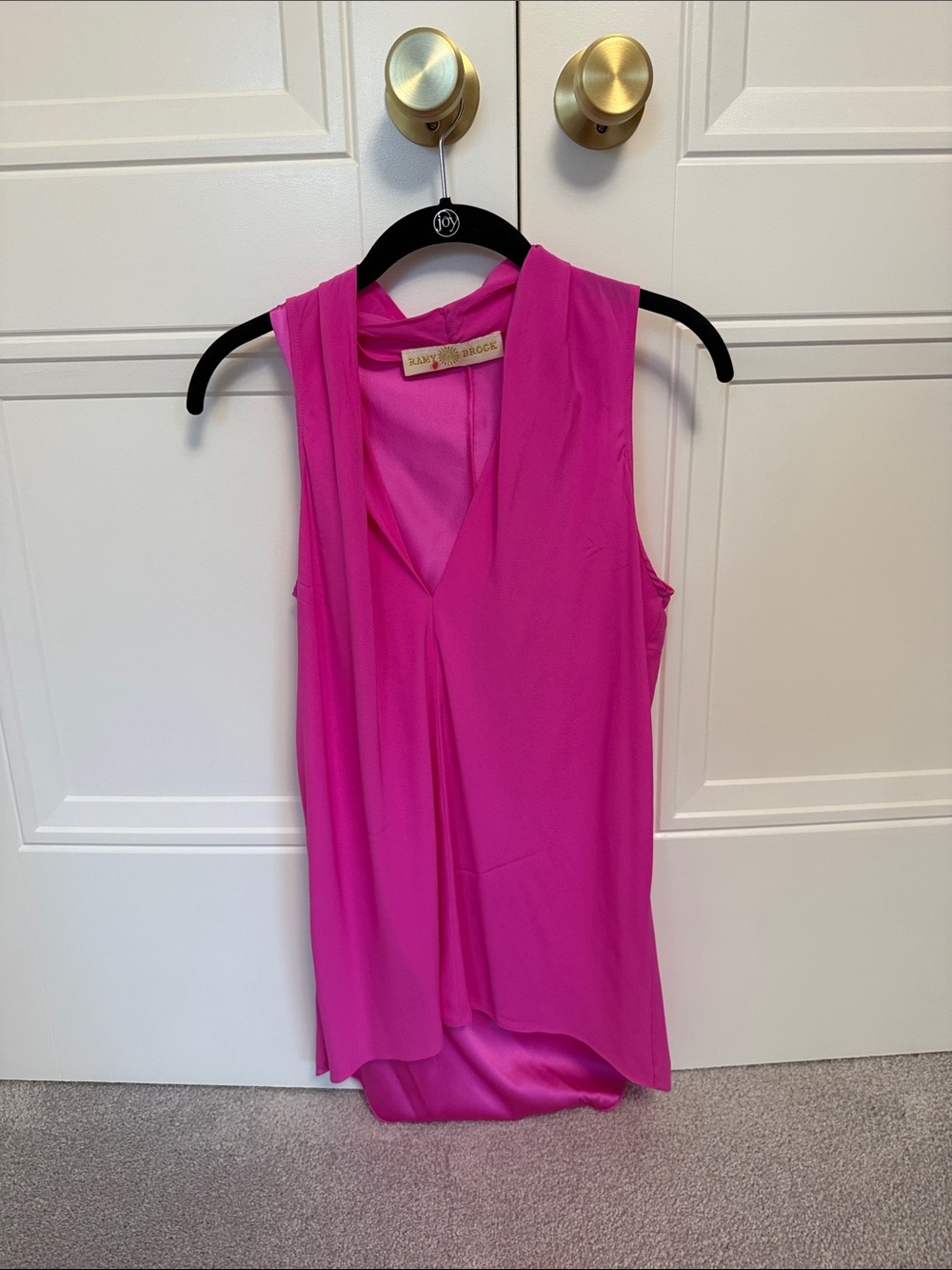 Ramy Brook Vibrant Pink Layered V-Neck Sleeveless Camisole